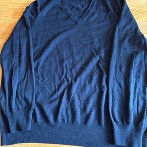 Men’s Brooks Brothers Italian Yarn Pullover V neck Sweater XXL Navy Blue